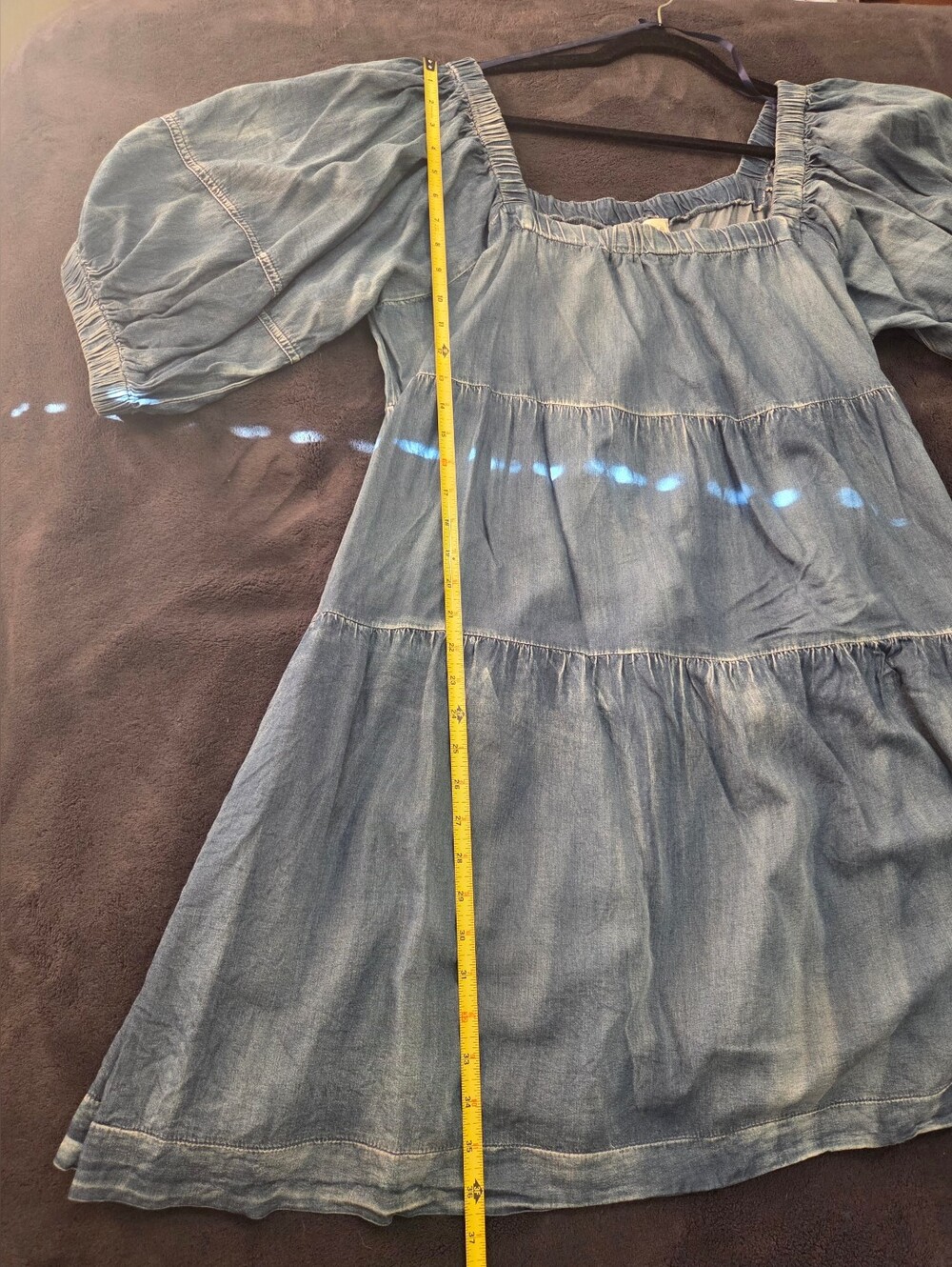 Denim Puff Sleeve Boutique Dress - Blue - Picture 4 of 7